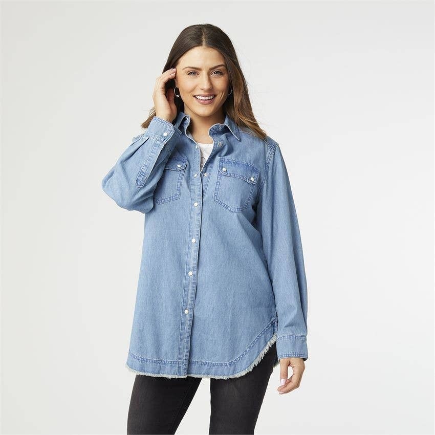 Gemma Chambray Fringe Bottom Top Butterfly Kisses Boutique